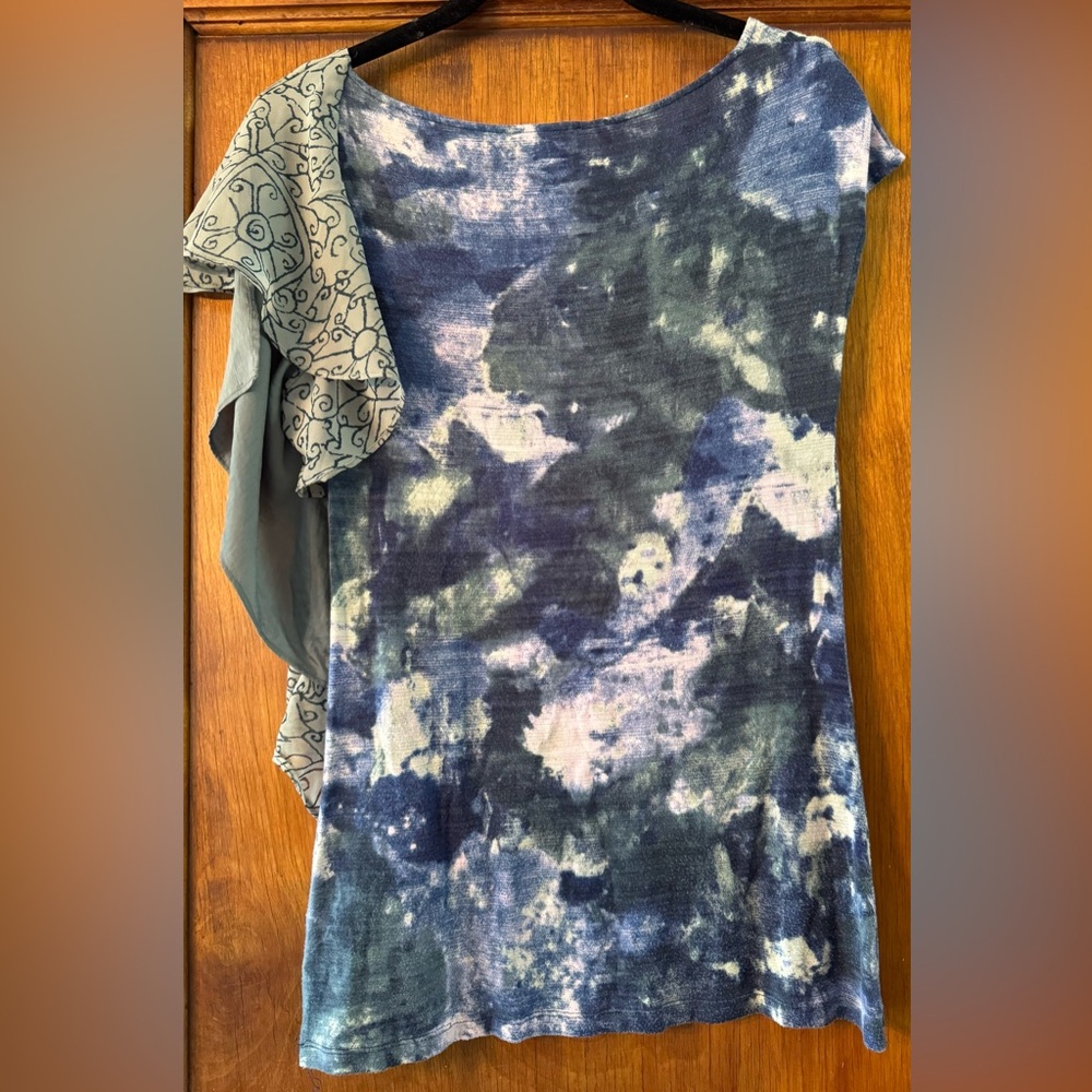Anthropologie Deletta Watercolor Ruffle Top- Size Small - Picture 3 of 5